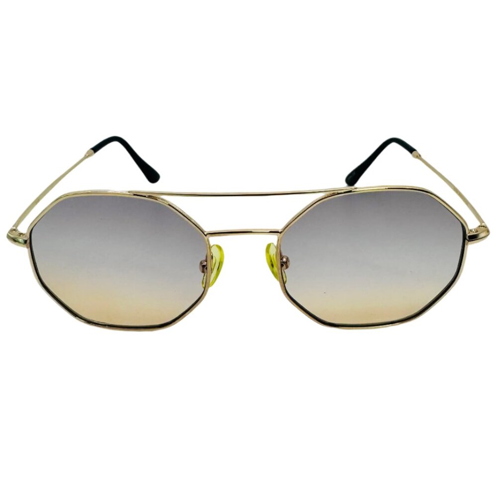 6105 | Tan Two Tone Hexagon Sunglasses
